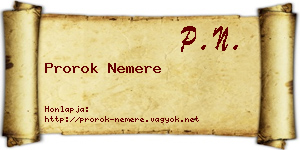 Prorok Nemere névjegykártya